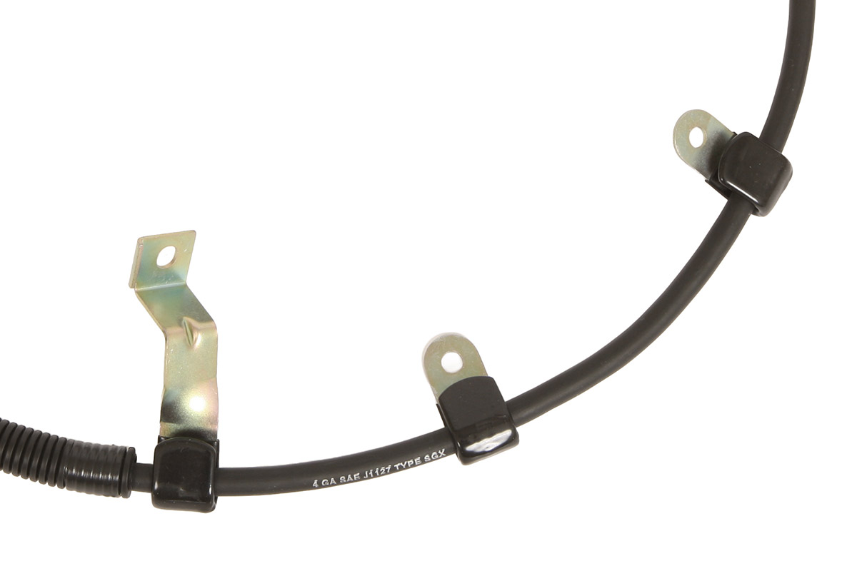 Factory-style battery cable routing clamps and protective loom